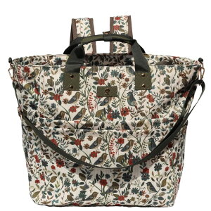 �C���R ���� �o�[�h �g���x���L�����A�[ ESVAN Diaper Tote Bag Totepack Backpack Crossbody Bag 3 in 1 for Women Laptop Backpack Multifunctional with Insulated Pockets (Corduroy Leaf Bird) �y���s�A���i�z