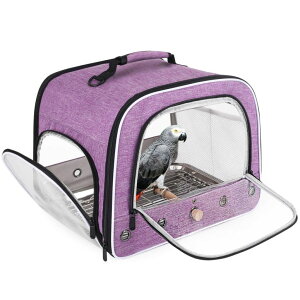 �C���R ���� �o�[�h �g���x���L�����A�[ halinfer Bird Travel Carrier Cage for Large Size Parrot, Portable Bag with Metal Tray and Grid to Carry and Transport Medium and Large Birds Like African Grey, Long Tail Cockatiel and Parrot �y���s
