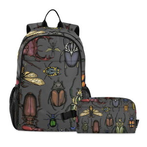 �C���R ���� �o�[�h �g���x���L�����A�[ Jucciaco Insects Beetle Backpack with Lunch Bag, School Backpack for Teens Boys Girls Kids Backpacks Set �y���s�A���i�z