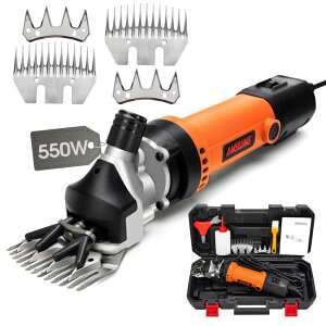 ƒ{poJ r AMYWMS Sheep Shears Electric 550W - Professional Sheep Clippers Two Blades, 6 Speed Heavy Duty Livestock Haircut for Grooming Sheep Goats Large Dog Thick Coats Animals with Lubricant (Orange) ysAiz