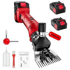 ƒ{poJ r Cordless Sheep Shears,2600RPM Electric Sheep Shearing Clippers with 2 Pcs Rechargeable 4000mAH Battery, 6 Speed Heavy Duty Livestock Haircut for Grooming Sheep Goats Cattle Thick Coats Animals ysAiz