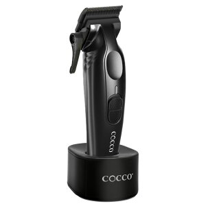 ybgoJ Cocco Veloce Pro Clipper, Digital Gap Ambassador Graphene Taper Blade Professional Hair Clippers, High-Torque BLDC Motor, All-Metal, Cordless, Charging Base Included, Matte Black ysAiz
