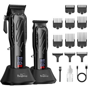 ybgoJ Brightup Barber Hair Clippers [Brushless 9000RPM & Cordless] for Men, Professional Clippers & Trimmers Set with USB-C Charging Stand, Hair Tools Cutting Kit with LCD Display, Gift for Men ysAiz
