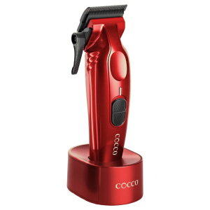 ybgoJ Cocco Hyper Veloce Pro Clipper, Digital Gap Ambassador Graphene Taper Blade Professional Hair Clippers, High-Torque BLDC Motor, All-Metal, Cordless, Charging Station Included (Red) ysAiz
