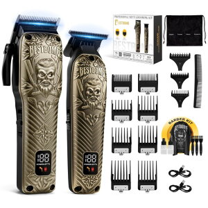 ybgoJ BESTBOMG? Professional Hair Clippers for Men, Professional Barber Clippers and Trimmer Set, Mens Cordless Hair Clipper for Barbers Haircut Kit Fade, BS-807E (Bronze) ysAiz