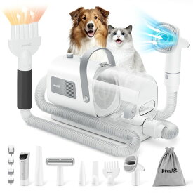 ペットバリカン Pecute Dog Grooming Vacuum&Dryer, 10000Pa Pet Grooming Kit, 7-in-1 Dog Vacuum for Shedding Grooming, Adjustable Speed & Temp, 1.7L Dust Cup,55dB 【並行輸入品】