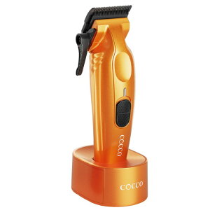 ybgoJ Cocco Hyper Veloce Pro Clipper, Digital Gap Ambassador Graphene Taper Blade Professional Hair Clippers, High-Torque BLDC Motor, All-Metal, Cordless, Charging Station Included, Orange ysAiz