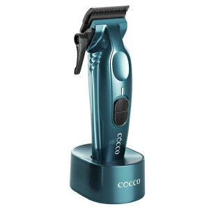 ybgoJ Cocco Hyper Veloce Pro Clipper, Digital Gap Ambassador Graphene Taper Blade Professional Hair Clippers, High-Torque BLDC Motor, All-Metal, Cordless, Charging Station Included, Dark Teal ysAiz
