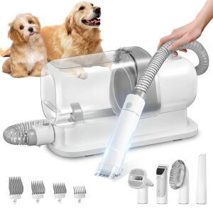 ybgoJ LMVVC Dog Grooming Vacuum, Pet Grooming Vacuum Kit 2.3L Suction 99% Pet Hair with 5 Tools for Dog Cat for Shedding Grooming, Low Noise (Grey & White) ysAiz