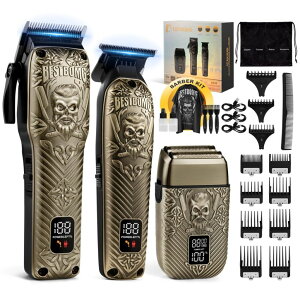 ybgoJ BESTBOMG Hair Clippers for Men, Professional Hair Clippers, Beard Trimmer& Rechargeable Shaver Set, Metal T-Blade, LED Display, Barber Hair Cutting Kit for Men Grooming & Gifts, BS-807E (Bronze) ysAiz