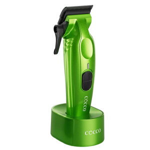 ybgoJ Cocco Hyper Veloce Pro Clipper, Digital Gap Ambassador Graphene Taper Blade Professional Hair Clippers, High-Torque BLDC Motor, All-Metal, Cordless, Charging Station Included, Green ysAiz
