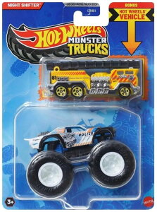 zbgEB[ X^[gbN Hot Wheels Monster Trucks Night Shifter Police Series with Crushable 5 Alarm Car, Die-Cast Vehicle, 1:64 Scale ysAiz