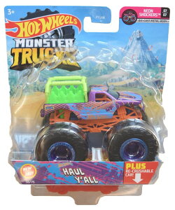 �z�b�g�E�B�[�� �����X�^�[�g���b�N Hot Wheels Monster Trucks Haul Y'all, [Purple] Plus Re-Crushable Car 58/75 �y���s�A���i�z