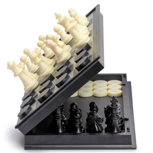 `FXZbg 2 in 1 Travel Magnetic Chess and Checkers - 12.5" ysAiz