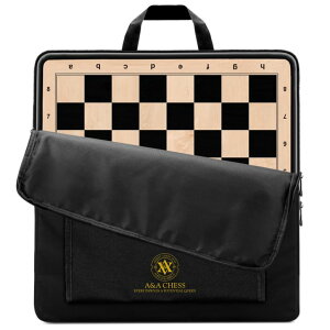 �`�F�X�Z�b�g A&A 17.25 Professional Wooden Chess Board with Storage Bag/Ebony Wood & Maple Inlay / 1.75 Squares w/Notation �y���s�A���i�z