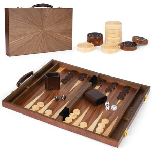`FXZbg Wooden Backgammon Board Game Set (15 Inches) for Adults and Kids - Classic Board Strategy Game - Portable and Travel Set Family Game Night Vintage Backgammon Strategy Game ysAiz