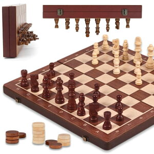 `FXZbg Magnetic Chess Game Board Set: Chess Sets for Adults 15.4'' Storage Box with Pieces Slots - Handcrafted Portable Travel Chess Game for Family Strategy - Gift for Husband Happyramid ysAiz