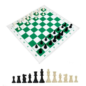 `FXZbg Saihe Chess Set with Green & White 19.7"x19.7" Foldable Board, 3" Non-Weighted Standard Pieces, Portable Travel Chess Game for Kids & Beginners, Classic Strategy Set with Storage Bag ysAiz