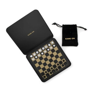 `FXZbg Iron And Glory | Magnetic Travel Chess Set | Mini Chess Sets | Travel Essentials & Games for Adults | Black and Gold Chess Board with Case | Travel Games with Magnetic Board ysAiz