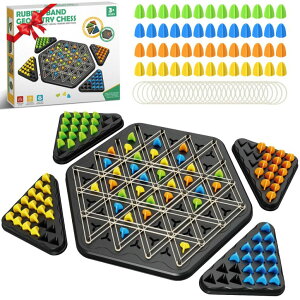 `FXZbg Triangle Chain Strategy Board Game: Portable Chain Triangle Chess Game for Family Game Night, Travel & Party Fun, 2-4 Players Christmas Toy for Kids & Adults ysAiz