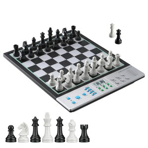`FXZbg LC2B Advanced Electronic Chess Set with ELO 2200+ Engine & Talking AI Tutor, Comfortable Size Electronic Chess Board Perfect for Chess Lovers, Smart Computer Chess Game Set with Strong Magnet(Silver) ysAiz