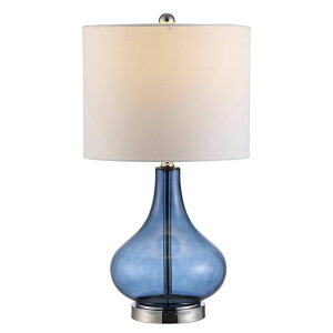 �T�t�@���B�� safavieh �e�[�u�������v �T�t�@�r�� �T�t�@���B�A Safavieh Lighting Collection Brooks Blue Glass 24-inch Bedroom Living Room Home Office Desk Nightstand Table Lamp (LED Bulb Included) �y���s�A���i�z