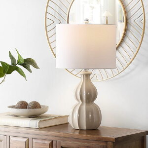�T�t�@���B�� safavieh �e�[�u�������v �T�t�@�r�� �T�t�@���B�A SAFAVIEH Lighting Collection Wade Ivory Double Gourd Ceramic 25-inch Bedroom Living Room Home Office Desk Nightstand Table Lamp (LED Bulb Included) �y���s�A���i�z