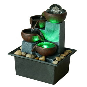 ��� ���� ��̃I�u�W�F �e�[�u���g�b�v�t�@�E���e�� �C���e���A���� Small Indoor Water Fountain, Zen Meditation Waterfall Feature with Automatic Pump & Natural River Rocks, Tabletop Waterfall Fountain for Office Living Room Bedro