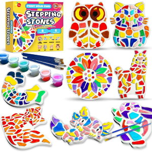 �~�� ��ѐ� �뉀 �m�� �� EggSun 8Pcs Stepping Stones Painting Craft Kit for Kids 4 8 6, DIY Garden Stones Outdoor Paint Your Own Ceramic Rainbow Arts and Crafts for Boys Girls Ages 4 7 9 10 12 Birthday Gifts �y���s�A���i�z