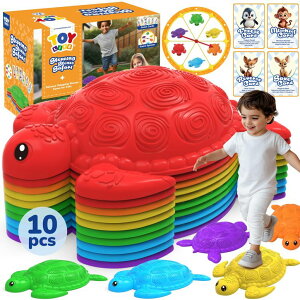 �~�� ��ѐ� �뉀 �m�� �� TOY Life 10 Pcs Turtle Balance Stepping Stone for Kids, Indoor Outside Toys for Kids Ages 4-8, Toddler Outdoor Toys, Stepping Stones Game, with Cards and Spinner �y���s�A���i�z