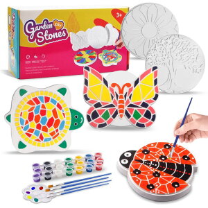 �~�� ��ѐ� �뉀 �m�� �� Weilim Paint Your Own Stepping Stones 5-Pack for Kids, Boys & Girls Ages 3-12, Butterfly, Turtle, Flower, Tree & Ladybug DIY Outdoor Garden Art & Craft Ceramic Painting Set �y���s�A���i�z