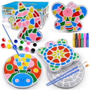 �~�� ��ѐ� �뉀 �m�� �� Chiozgi Stepping Stones Painting Kit for Kids, Crafts for Kids Ages 4-8, DIY Garden Stone Outdoor Crafts Paint Your Own Arts and Crafts, Perfect Keepsake, Birthday Party Idea for Children �y���s�A���i�z