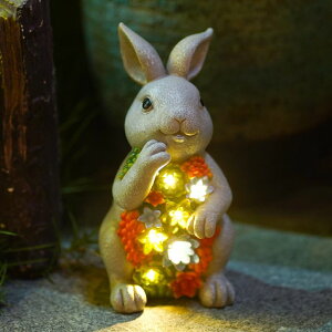 �K�[�f�����C�gLED�\�[���[���C�g �\�[���[�p���[ Nacome Solar Garden Outdoor Statues Bunny with Succulent and 7 LED Lights ? Lawn Decor for Patio, Balcony, Yard Ornament - Chrismtas Gifts for Mom Grandma �y���s�A���i�z