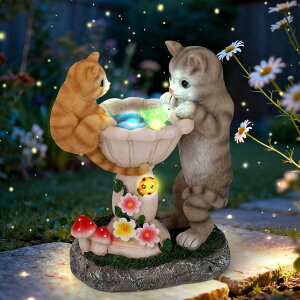 �K�[�f�����C�gLED�\�[���[���C�g �\�[���[�p���[ zengreeting Garden Cat Statue with Solar Lights - Outdoor Garden Decor Kitten Ornament for Lawn, Yard, Patio, Balcony - Unique Birthday/Housewarming Gifts for Women, Mom, Grandma, Cat �y