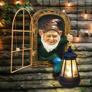 �K�[�f�����C�gLED�\�[���[���C�g �\�[���[�p���[ REYISO Gnomes Statue with Solar Lights Christmas Decorations Whimsical Fairy Garden-Elf Outdoor Tree Hugger Garden Statues- Tree Face Sculpture, Yard Art for Patio,Fence,Lawn,Wall Gnom �y
