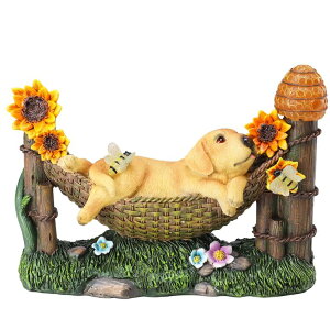 �K�[�f�����C�gLED�\�[���[���C�g �\�[���[�p���[ Afirst Solar Garden Outdoor Dog Statues Resin Figurine with Solar Lights Statue Decorations for Lawn, Patio, Balcony, Yard Ornament Mother's Day Gifts,Golden Retriever �y���s�A���i