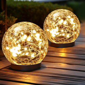 �K�[�f�����C�gLED�\�[���[���C�g �\�[���[�p���[ JKIMK Solar Globe Lights Outdoor Waterproof-Solar Balls Garden-Cracked Glass Ball Solar Lights Outdoor-Solar Orbs Outside-Outdoor Decorations Patio & Yard Lawn Backyard Decor (GUO-XBQ- �y