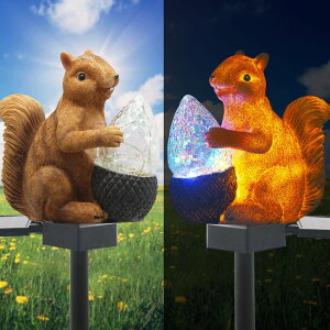�K�[�f�����C�gLED�\�[���[���C�g �\�[���[�p���[ Upgraded Solar Garden Lights Outdoor Decor, Solar Squirrel Stake Lights Colorful LED, IP65 Waterproof Squirrel Decorative Lights, for Yard Patio Garden Lawn Decoration �y���s�A���i