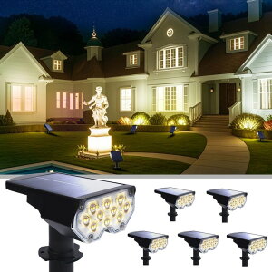 �K�[�f�����C�gLED�\�[���[���C�g �\�[���[�p���[ 6 Pack Solar Powered Outdoor Spot Lights Outside Waterproof 20 LEDs Landscape Spotlights Dusk to Dawn for House Yard Tree, Plants, Walls, Path, Garden, Statues, Superior Accent Lamp Wa �y