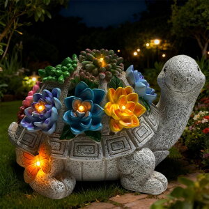 �K�[�f�����C�gLED�\�[���[���C�g �\�[���[�p���[ Wanderroot Solar Turtle Garden Statue with 7 LED Lights-Outdoor Decorative Tortoise Figurine Lighting for Patio,Yard,Lawn-Waterproof Animal Statue,Unique Home Garden Decor Unique House �y
