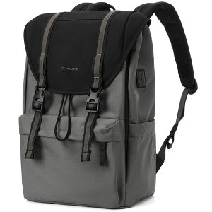 �C���R ���� �o�[�h �g���x���L�����A�[ Oumurs Flap Vintage Laptop Backpack, Lightweight & Water-Resistant Casual Daypack Backpack, Vintage Classic Rucksack for 13-15.6 Inch Laptop, for Campus, Street, Commute 22L Gray �y���s�A���i�z