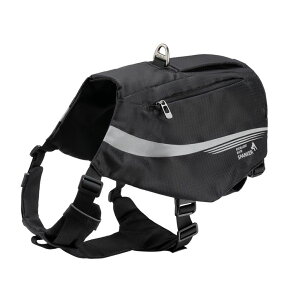 �C���R ���� �o�[�h �g���x���L�����A�[ EXCELLENT ELITE SPANKER Y-Shaped Reflective Dog Backpack with Handle Pockets No Pull D-Rings Lightweight Hiking Gear for Dogs Hunting Camping Travel (Black) �y���s�A���i�z