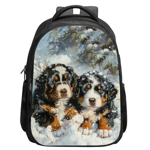�C���R ���� �o�[�h �g���x���L�����A�[ SARA NELL Snowy Mountain Dog School Backpack,Elementary Student Bookbag Stylish Daypack for Boys Girls, School Book Bags with Padded Straps,15.7 Inches �y���s�A���i�z