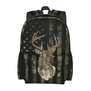 �C���R ���� �o�[�h �g���x���L�����A�[ YETTA YANG camouflage Backpack Camo Retro Hunting Tactical Army American Flag Deer Laptop Travel Bag With Multiple Pockets Casual Hiking Gym Sport Women Men �y���s�A���i�z