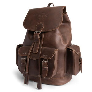 �C���R ���� �o�[�h �g���x���L�����A�[ Littlefield & Co., Vintage Rucksack, Classic Backpack for Men and Women, Carry-On Travel Backpack, Full Grain Leather, Handmade, Bourbon Brown �y���s�A���i�z