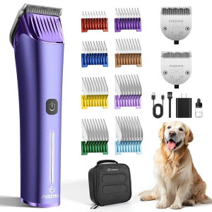 �y�b�g�o���J�� Professional Dog Grooming Clipper with Replacement Blade, 5-in-1 Adjustable Blade Cordless Pet Grooming Kit 2 Speed Rechargeable Trimmer Hair Shaver with Detachable Metal Combs Nova for Animal Horse �y���s�A���i�z
