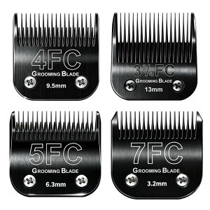 �y�b�g�o���J�� MEMIRY 4FC+5FC+7FC+3-3/4FC Detachable Dog Grooming Blades, Compatible with Andis, Oster A5, Wahl KM10 Series Clippers, Cut Length 3.2mm-13mm, Black �y���s�A���i�z