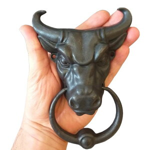 �h�A�m�b�J�[ Anatolica Bull Head Door Knocker,Solid Brass,6.5 inches Tall,Front Door Ornament (Black Oxide) �y���s�A���i�z