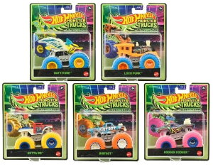 �z�b�g�E�B�[�� �����X�^�[�g���b�N Hot Wheels Monster Trucks Glow in The Dark Collection, Bigfoot, Rodger Dodger, Loco Punk, Gotta Go, Battitude, Die-Cast Vehicles, Ages 3+, 5 Pack JFX08-979B �y���s�A���i�z