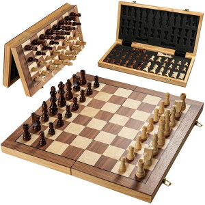 �`�F�X�Z�b�g 17 Inch Large Chess Set for Adults & Kids, Foldable Wooden Chess Board for Kids, Portable Magnetic Chessboard Game for Adults �y���s�A���i�z